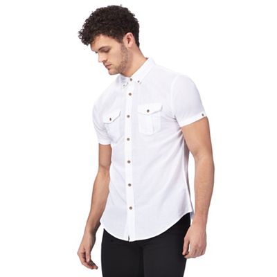 White textured button down shirt